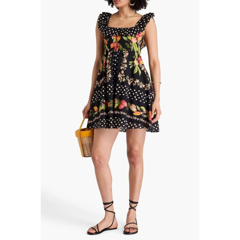 FARM Rio Cocoa Paradise Mini Dress XS Colorful Tropical Vacation Resort NWT